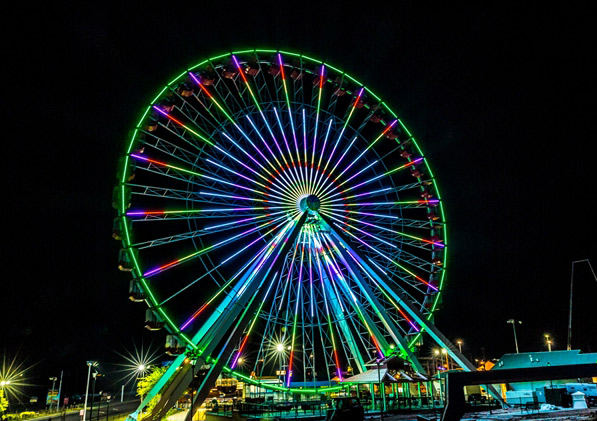 observation wheel is equipped with beautiful light elements. 