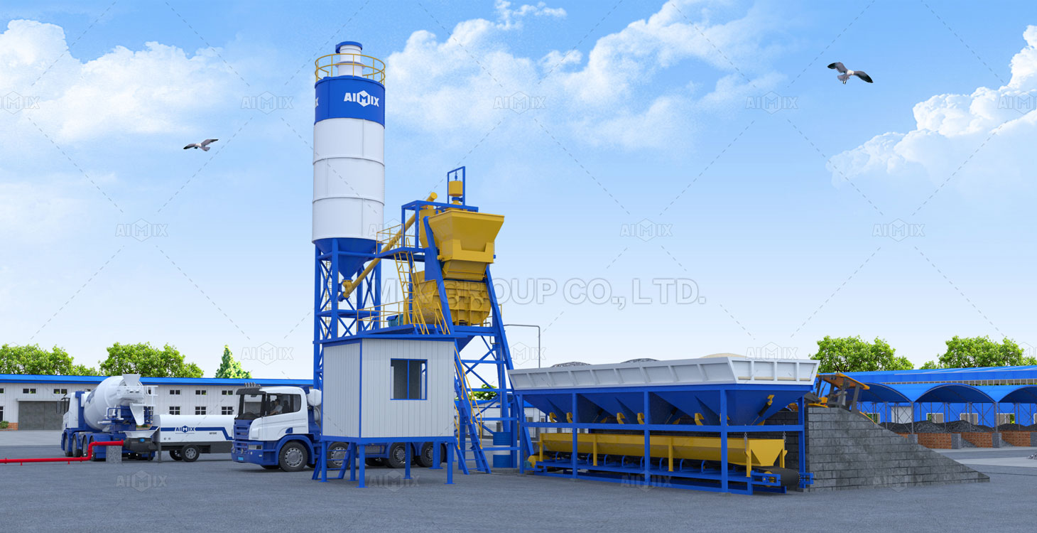 AJ-50 concrete batching plant 3D view