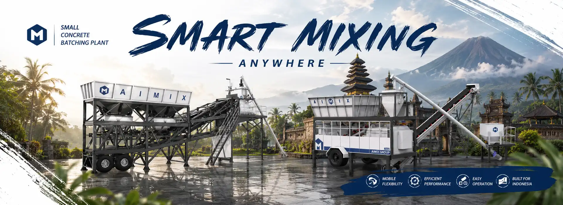 smart small concrete mixing plant for sale in Indonesia